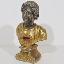 Handcarved wooden reliquary bust, Italy circa 1650-1750