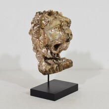 Carved and silvered wooden lion head, Italy circa 1650-1750