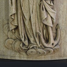 Carved oak panel of saint Philomena, France circa 1750-1850