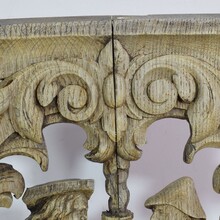 Weathered oak capital with figures, France 18/19th century