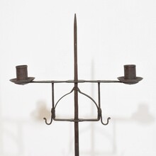 Hand forged iron candleholder, England 18th century.