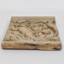 Carved oak panel depicting an angel on an acanthus curl, France circa 1750