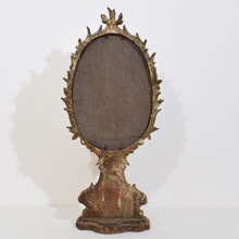 Carved giltwood baroque standing mirror, Italy circa 1750