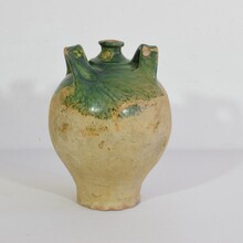 Green glazed Earthenware jug or water cruche, France circa 1850