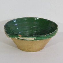 Green glazed terracotta dairy bowl or tian, France circa 1850