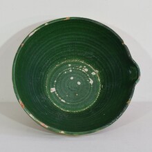 Green glazed terracotta dairy bowl or tian, France circa 1850