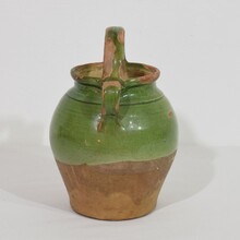 Green glazed terracotta jug or water cruche, France circa 1850-1900