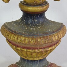 Neoclassical carved wooden vase with a bouquet, Italy circa 1800-1850