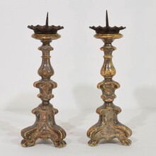 Couple baroque silvered candlesticks, Italy circa 1750-1800