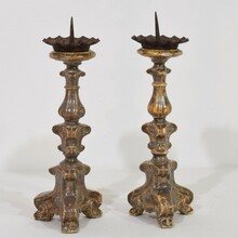 Couple baroque silvered candlesticks, Italy circa 1750-1800