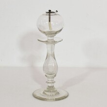 Couple glass weaver oil lamps, France circa 1800-1900