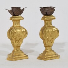 Couple of small neoclassical giltwood candleholders, Italy circa 1780-1800