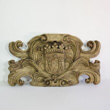 Weathered carved oak coat of arms, France circa 1650-1750