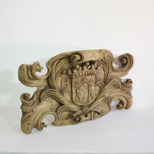 Weathered carved oak coat of arms, France circa 1650-1750