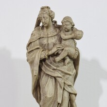 Baroque carved wooden madonna with child, France circa 1750