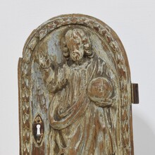 Wooden tabernacle door depicting Christ/ Salvator Mundi, France circa 1750