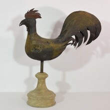 Folk art art iron rooster or cockerel weather-vane, France circa 1850-1900