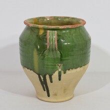 Green glazed ceramic confit jar, France circa 1850-1900