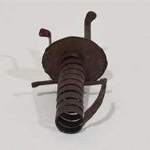 Couple forged iron rat de cave candleholders, France early 20th century