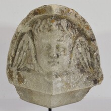 Carved stone winged angel head, France circa 1780-1840