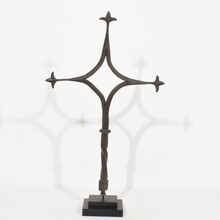 Gothic hand forged iron village cross, France circa 1450-1550