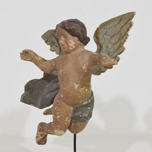 Hand carved wooden baroque angel, Italy circa 1750