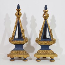 Pair baroque carved wooden reliquary shrines, Italy circa 1750