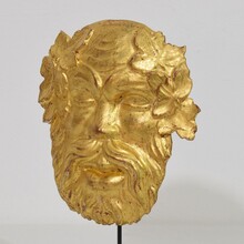 Giltwood bacchus head ornament, Italy circa 1750-1800