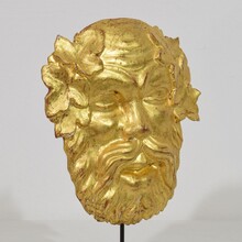 Giltwood bacchus head ornament, Italy circa 1750-1800