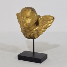 Small hand carved baroque winged angel head, Italy circa 1750
