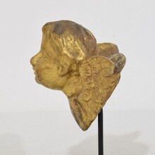 Small hand carved baroque winged angel head, Italy circa 1750