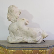 Large carved carrara marble baroque angel fragment, Italy 17/18th century
