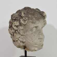 Large hand carved limestone head, France circa 1600-1700