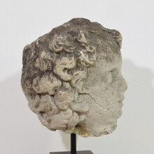 Large hand carved limestone head, France circa 1600-1700
