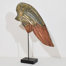Large carved wooden wing of a baroque angel , Italy circa 1750