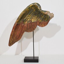 Large carved wooden wing of a baroque angel, Italy circa 1750