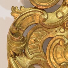 Large hand carved giltwood baroque curl ornament, Italy circa 1750