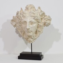 Large handcarved wooden head, France circa 1850-1880