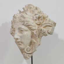 Large handcarved wooden head, France circa 1850-1880