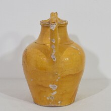 Large yellow glazed terracotta jug or water cruche ( Orjol), France circa 1850