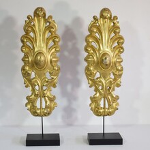 Pair large neoclassical carved giltwood ornaments, Italy circa 1780