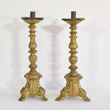 Pair giltwood candleholders, Italy circa 1760-1780