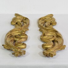 Pair giltwood baroque style ornaments, Italy circa 1850