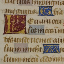 Small illuminated vellum book page, handwriting, France 15th century