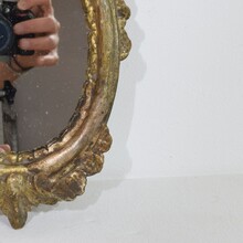 Small baroque carved wooden mirror, Italy 18th century.