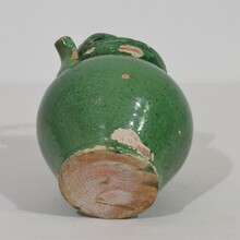 Small green glazed terracotta jug or water cruche, France circa 1850