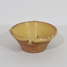 Small yellow glazed terracotta dairy bowl or tian, France circa 1850