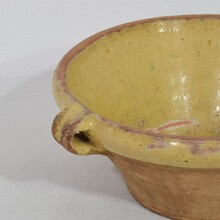 Small yellow glazed terracotta dairy bowl or tian, France circa 1850