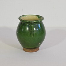 Small green glazed ceramic jar, France circa 1850-1900
