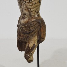 Weathered carved wooden Christ fragment, Spain circa 1650-1700